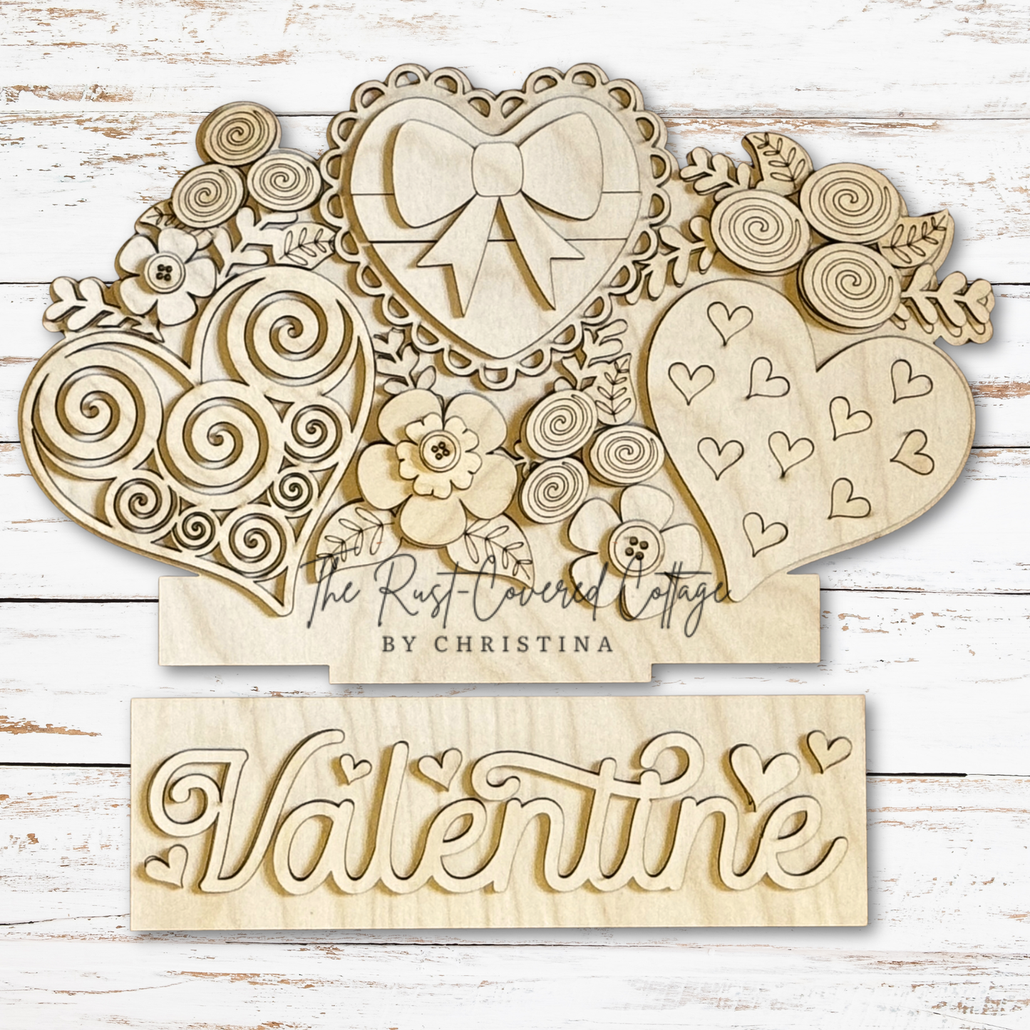 Flower Hearts Insert | Interchangeable Window Box | DIY Wood Kit