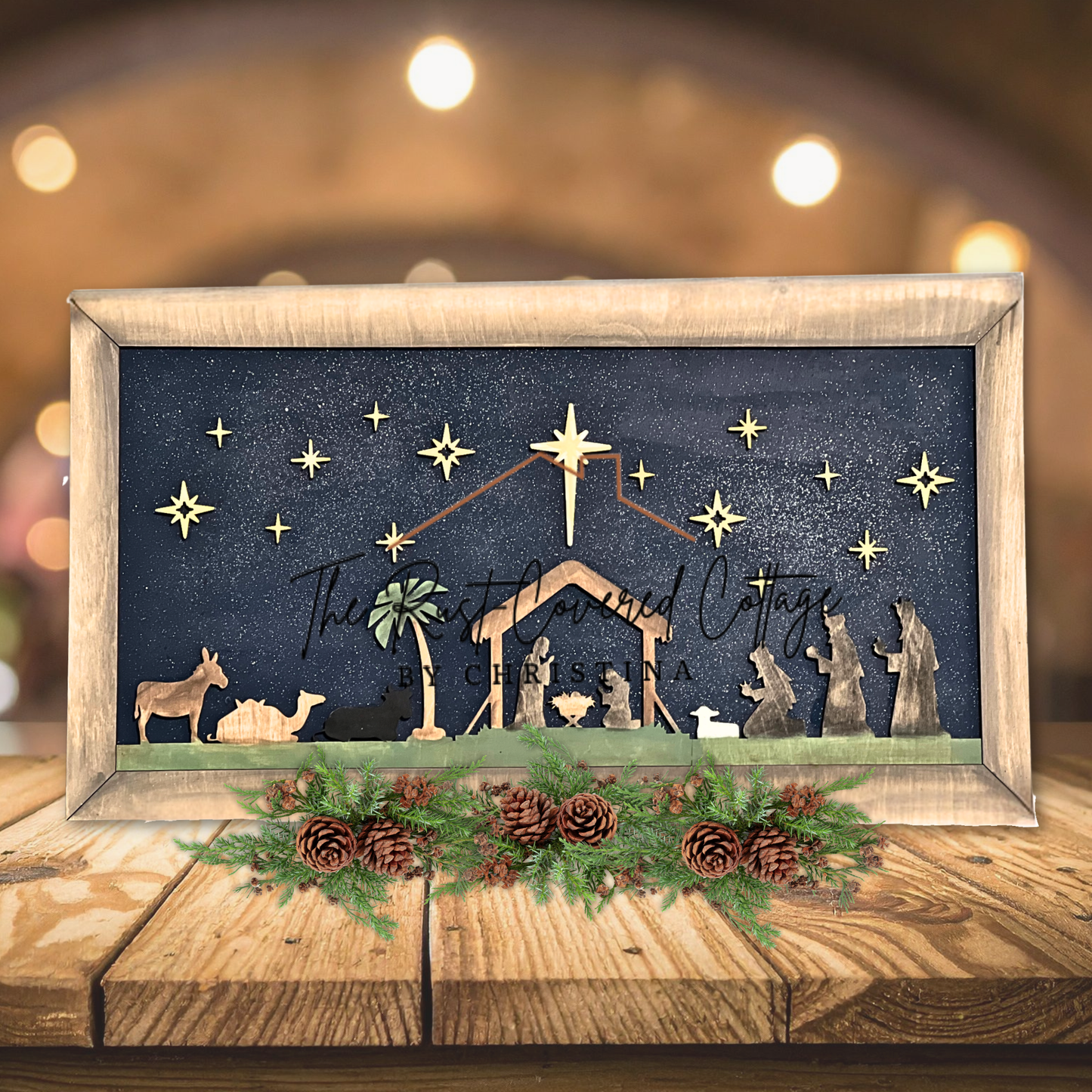Framed Nativity Scene DIY Wood Kit | Laser Cut Birch (9.25" x 17") | Christmas Decor