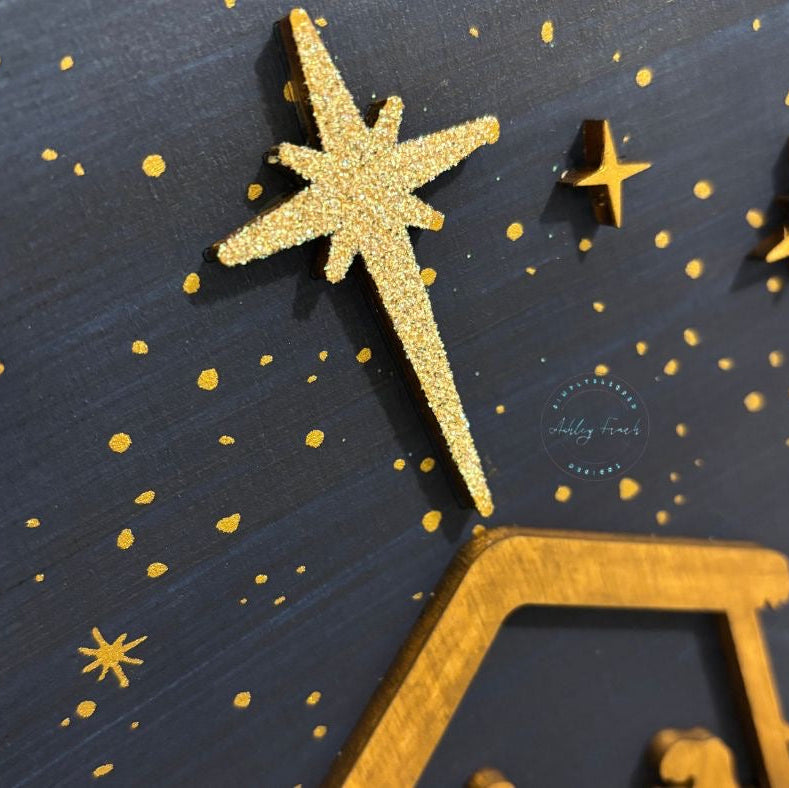 Framed Nativity Scene DIY Wood Kit | Laser Cut Birch (9.25" x 17") | Christmas Decor