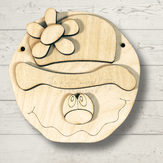 Frosty Round Ornament, Door Hanger, or Shelf Sitter | Available in 2 Sizes | Laser Cut Birch