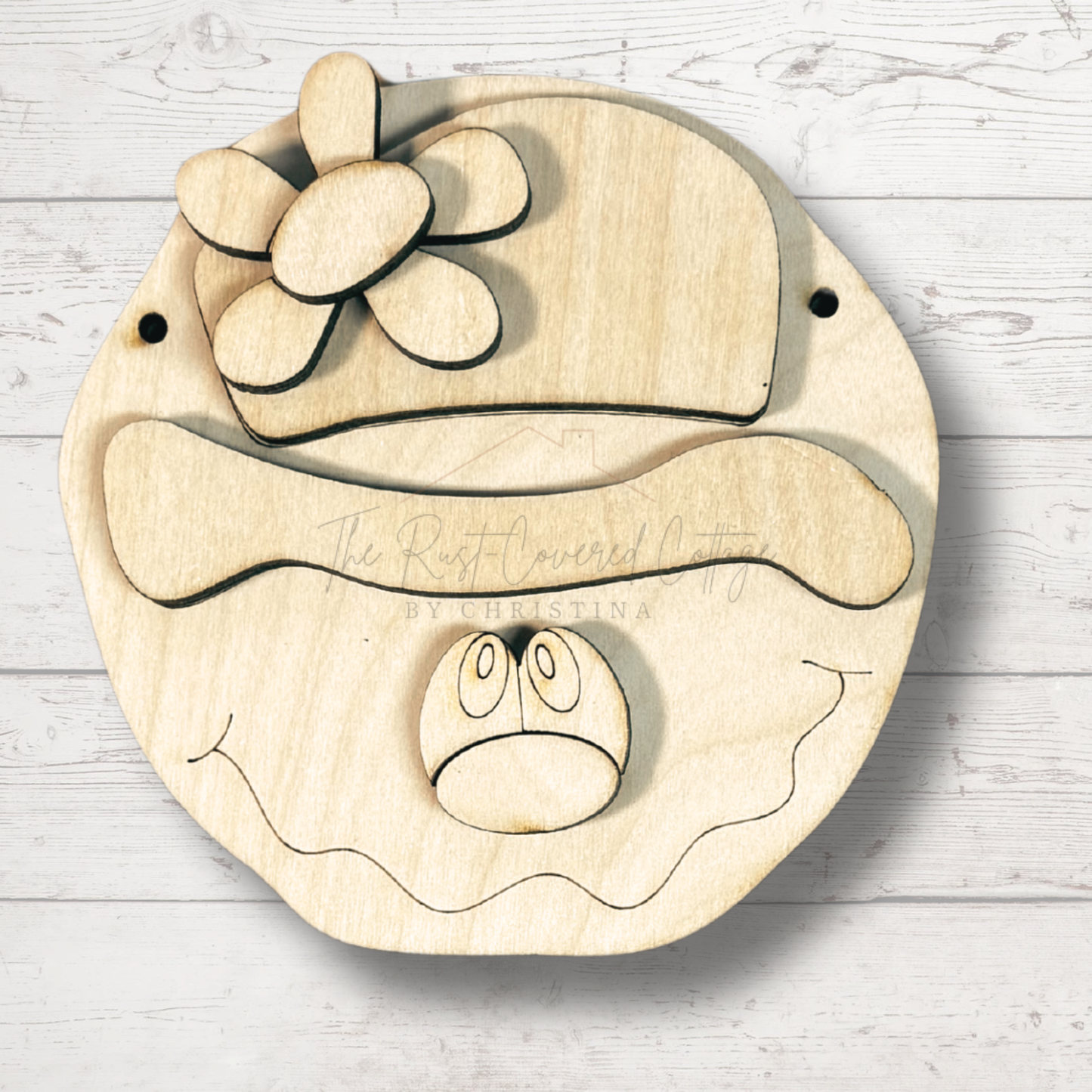 Frosty Round Ornament, Door Hanger, or Shelf Sitter | Available in 2 Sizes | Laser Cut Birch