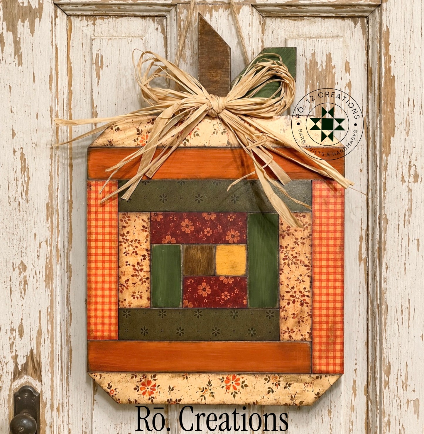 Log Cabin Pumpkin Quilt Block