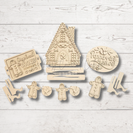 Gingerbread Baking Company Tray Set – Laser Cut DIY Holiday Decor