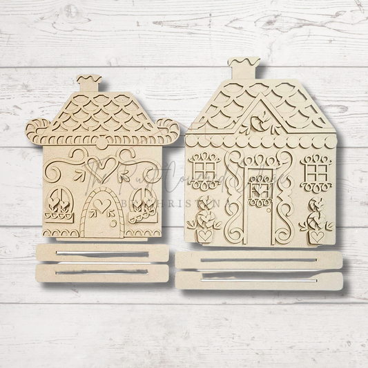 Gingerbread House Set | DIY Holiday Decor Kit | Set of 2