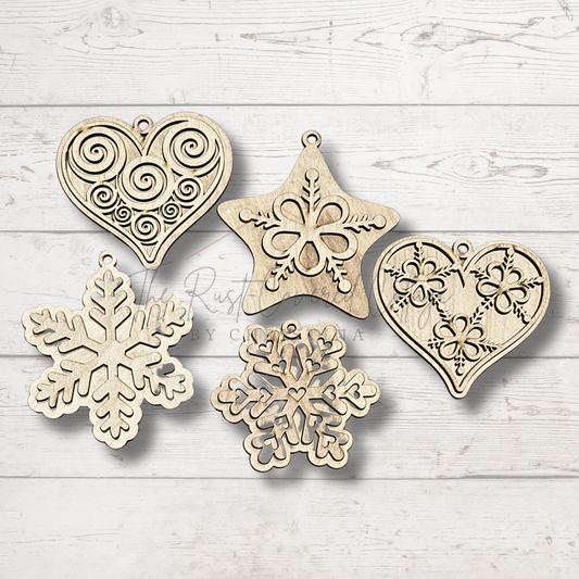 Gingerbread Ornaments Set | Laser Cut 1/4" Birch Wood