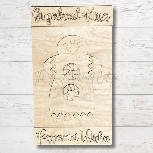 Gingerbread Kisses & Peppermint Wishes Pallet Sign Kit | Laser Cut Birch Wood