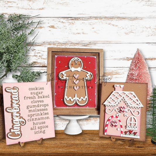 Gingerbread Sign Trio | Christmas Shelf Sitters & Frame Kit