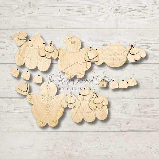 Gingerbread & Gumdrop Garland Set | Laser-Cut | Holiday Crafts