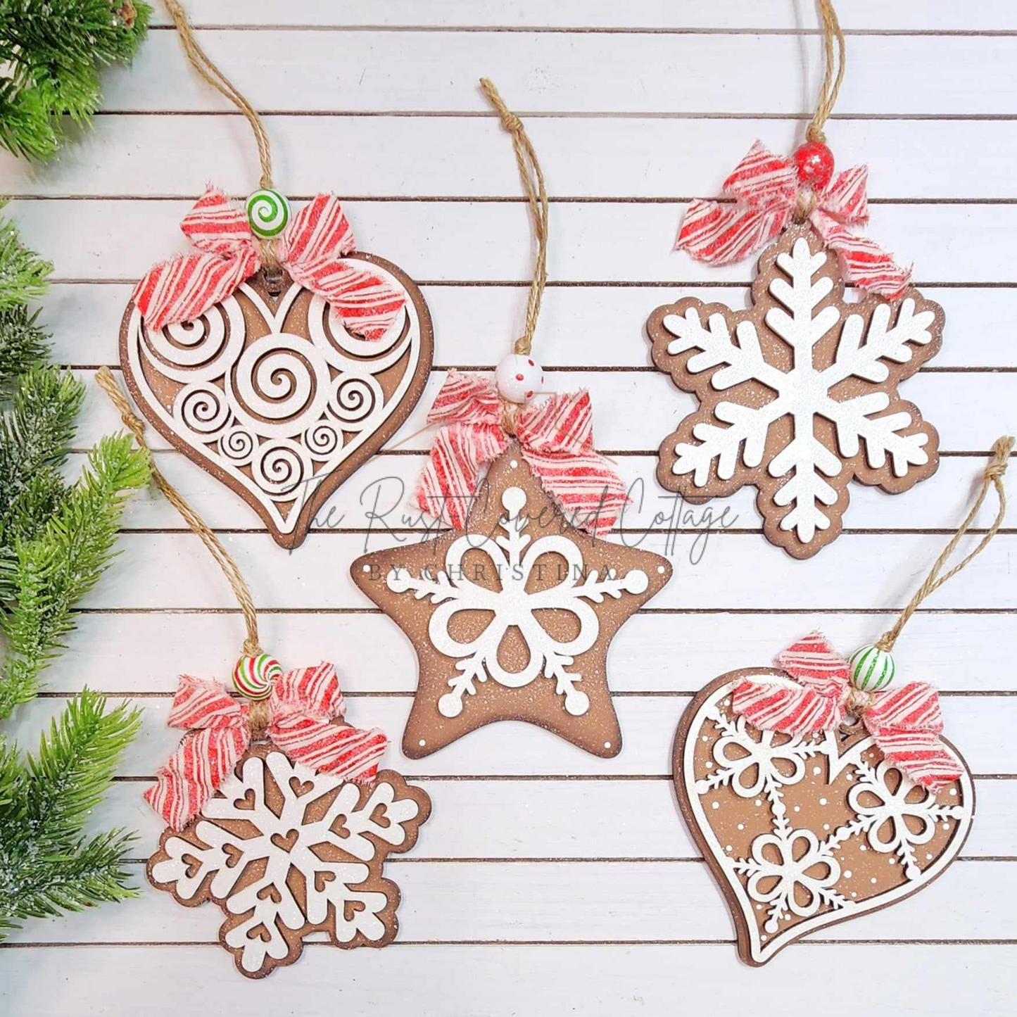 Gingerbread Ornaments Set | Laser Cut 1/4" Birch Wood