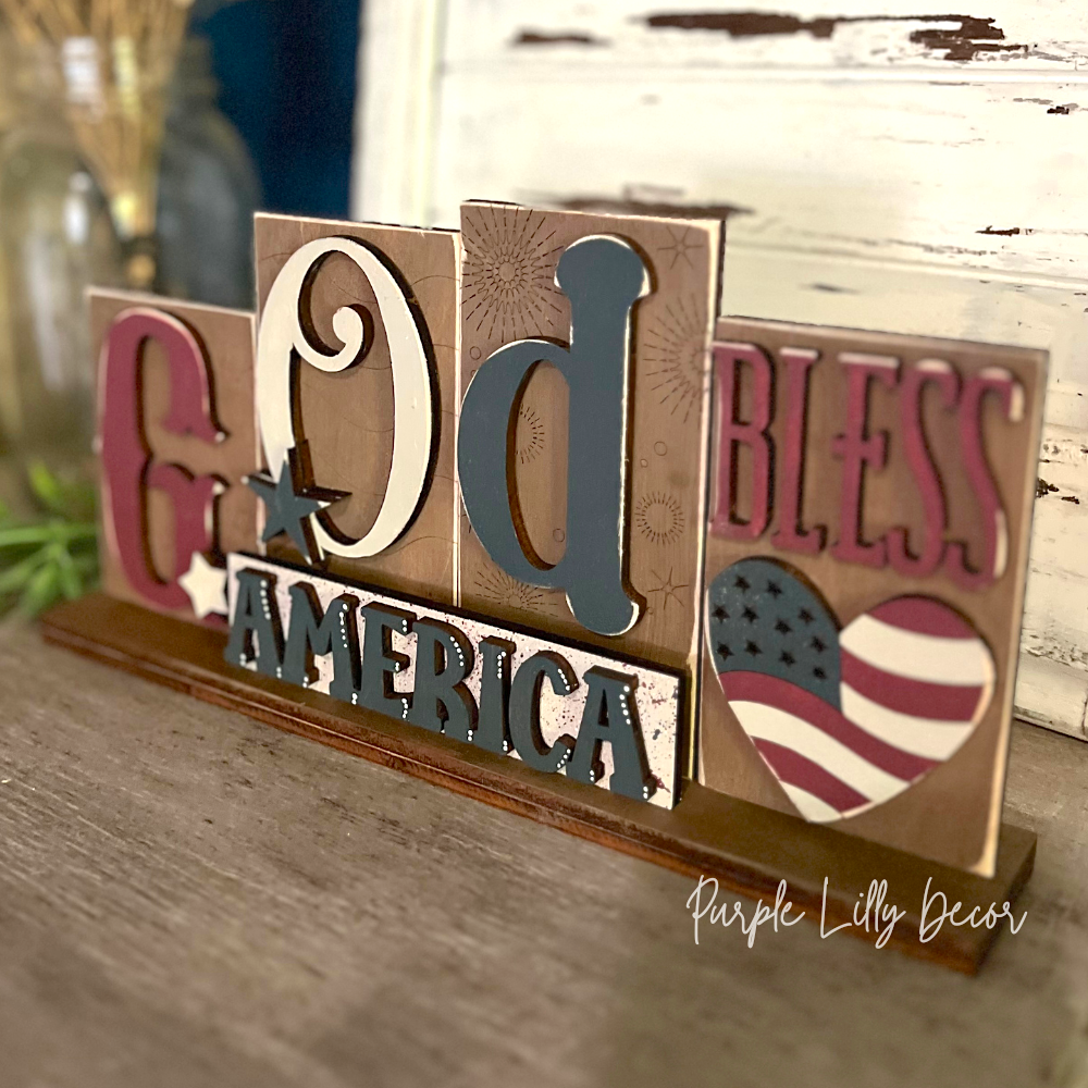 God Bless America Word Block