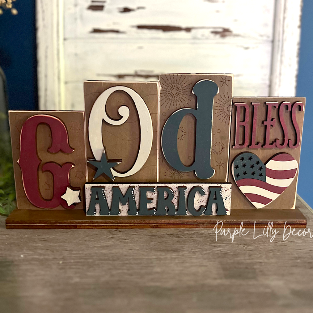 God Bless America Word Block