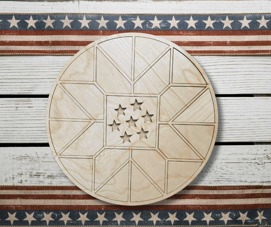 Patriotic Barn Quilt Door Round