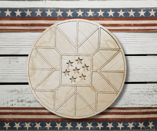 Patriotic Barn Quilt Door Round