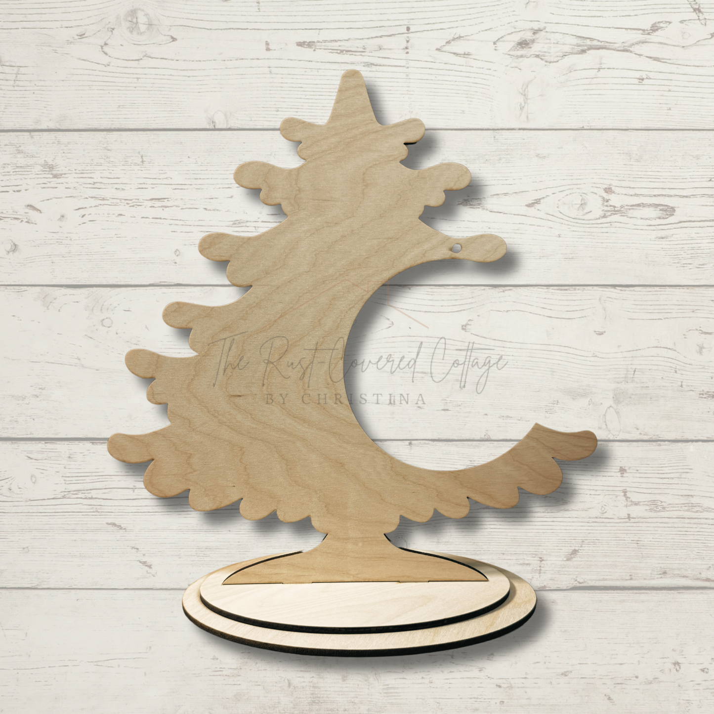 Hanging Ornament Christmas Tree DIY Wood Kit | Laser Cut Birch Display Stand (12" x 12")