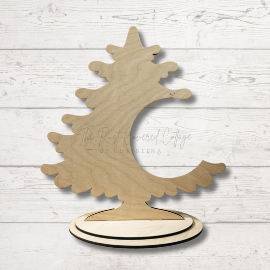 Hanging Ornament Christmas Tree DIY Wood Kit | Laser Cut Birch Display Stand (12" x 12")