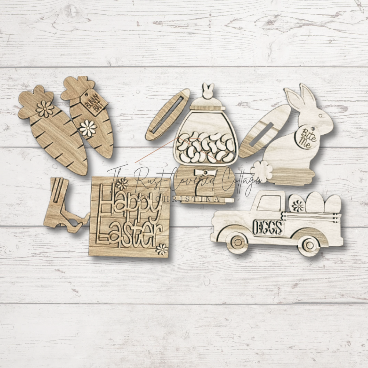 Happy Easter Decor Set | DIY Unfinished Wood Kit