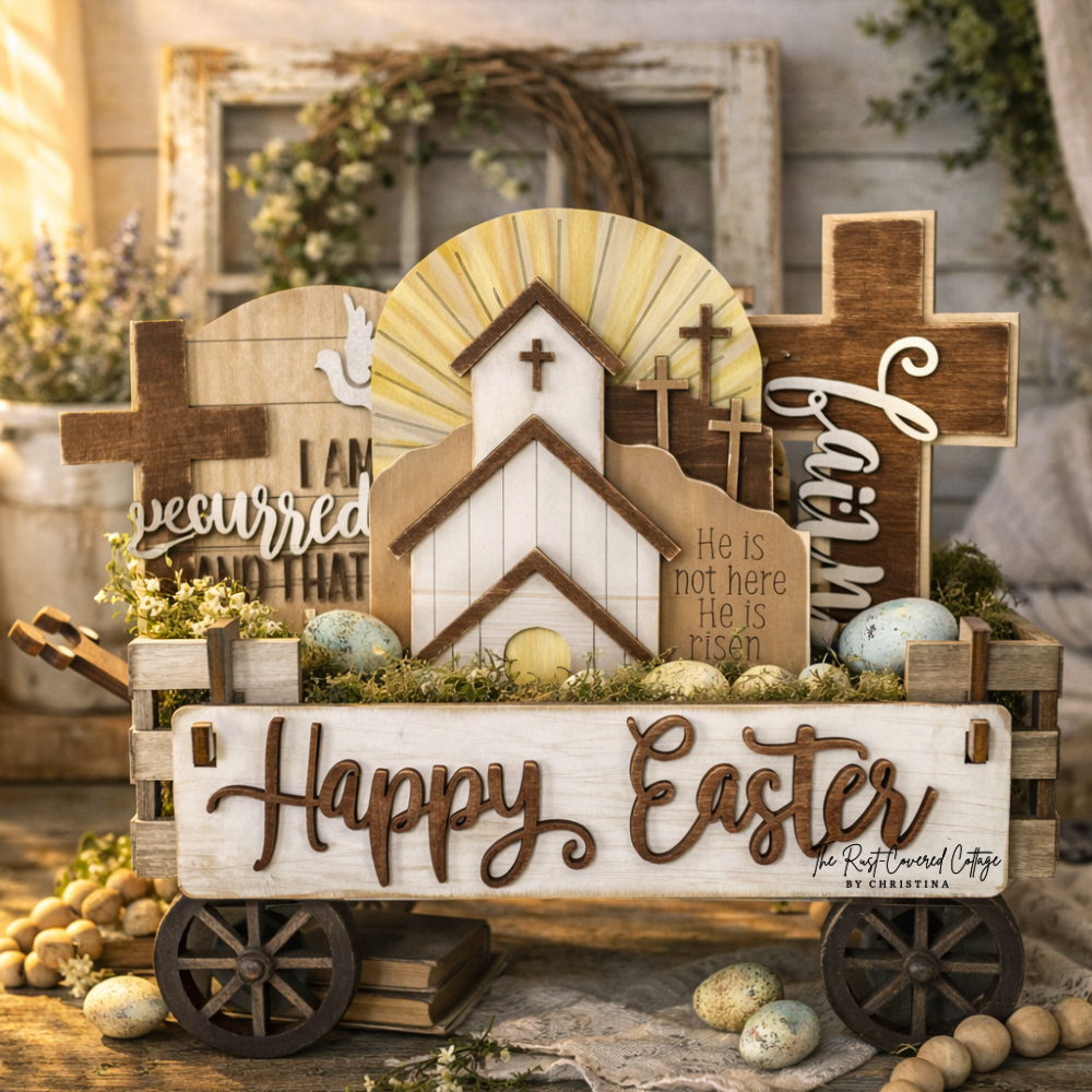 Happy Easter Wagon Insert Wood Kit