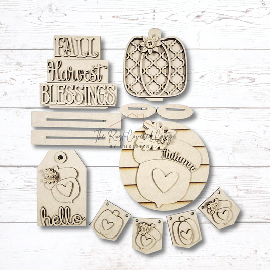 Fall Harvest Decor Set – Unfinished DIY Wood Kit