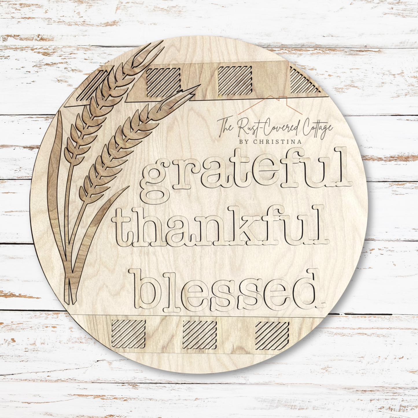 Harvest Blessings Door Hanger – Grateful Thankful Blessed