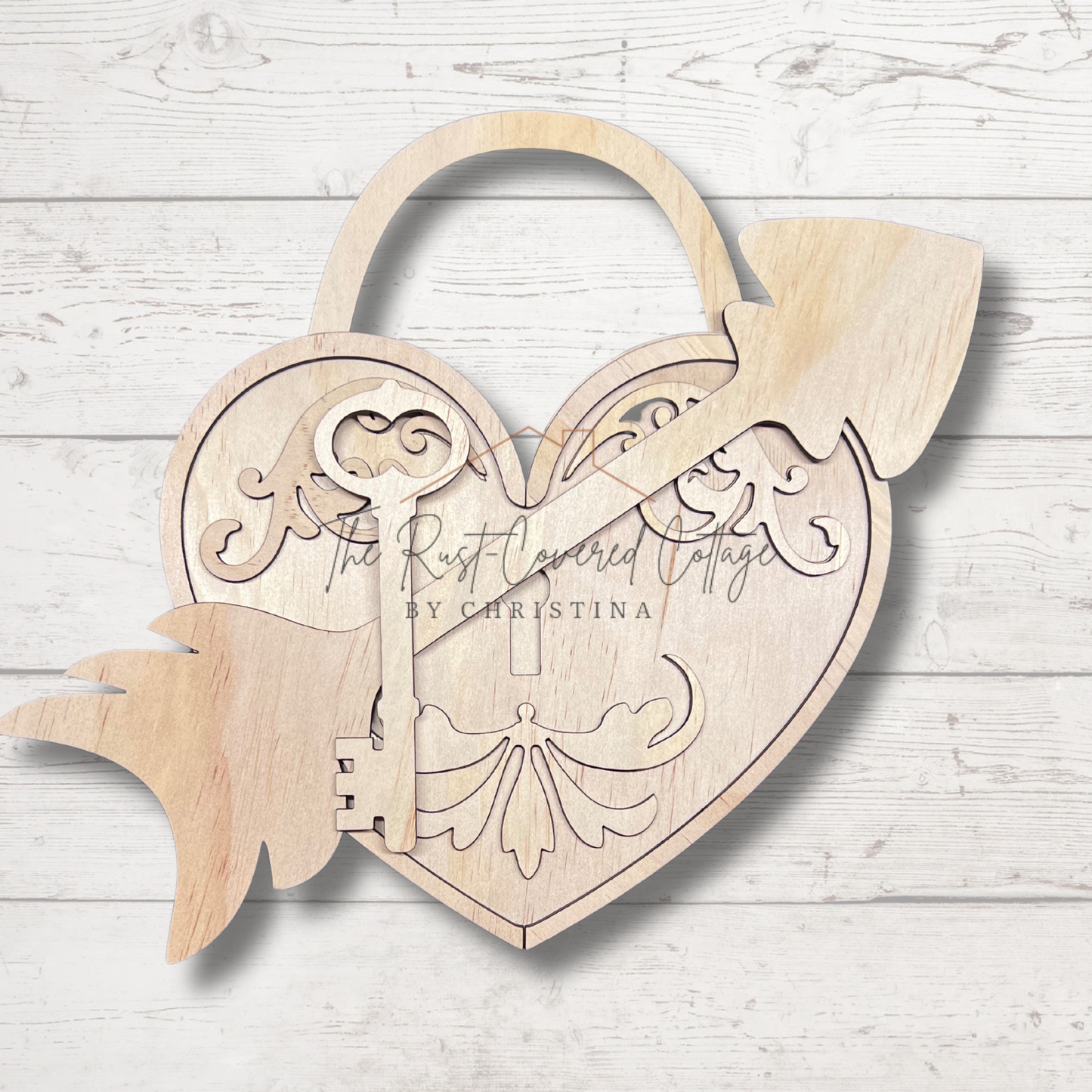 Heart & Arrow Padlock  DIY Wood Kit