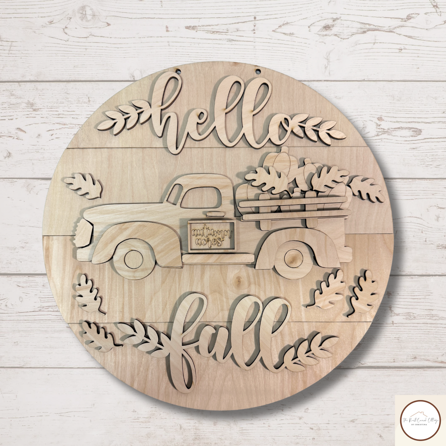 "Hello Fall" Vintage Truck Sign| Laser Cut| DIY Wood Kit