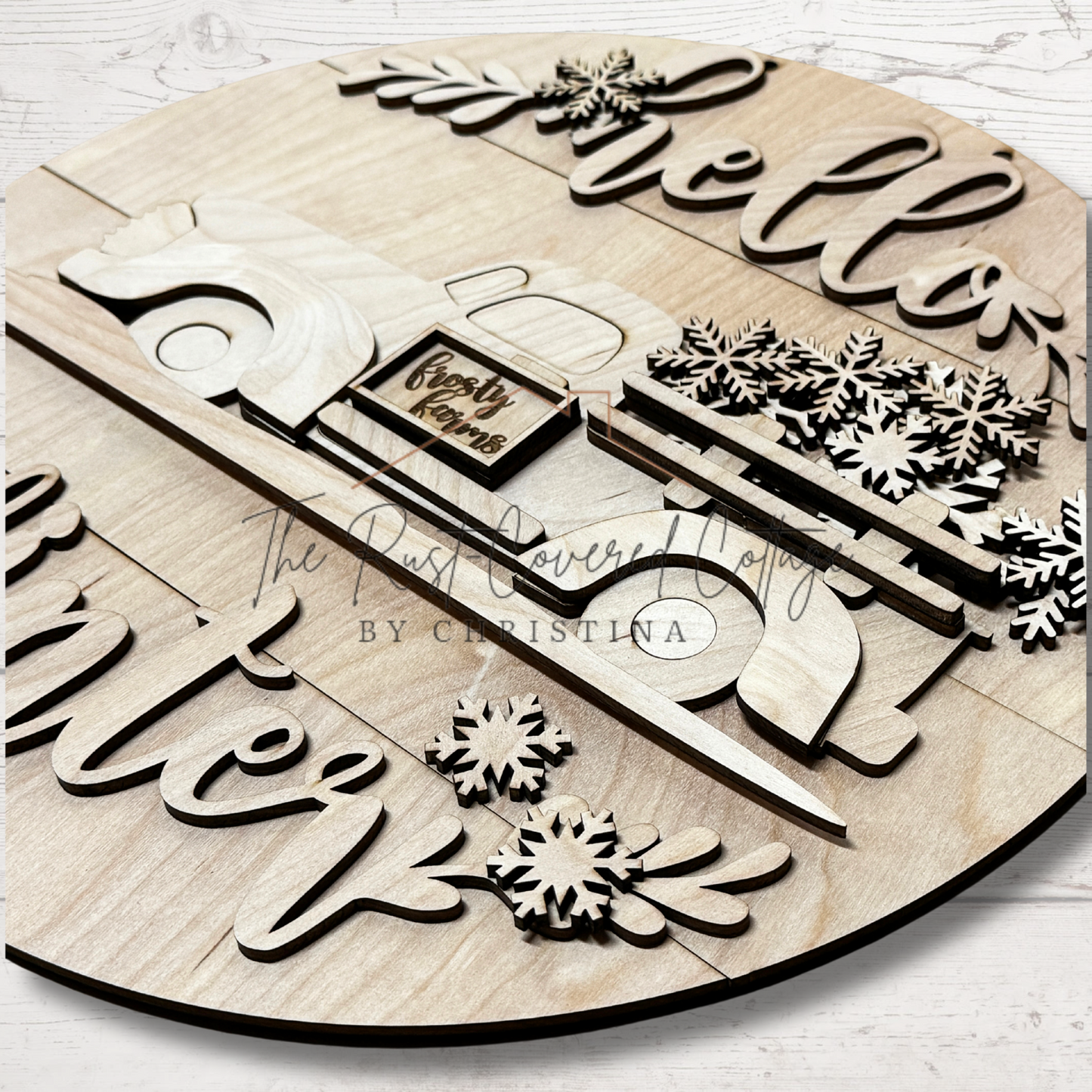 Hello Winter Truck DIY Wood Kit – 15” Round