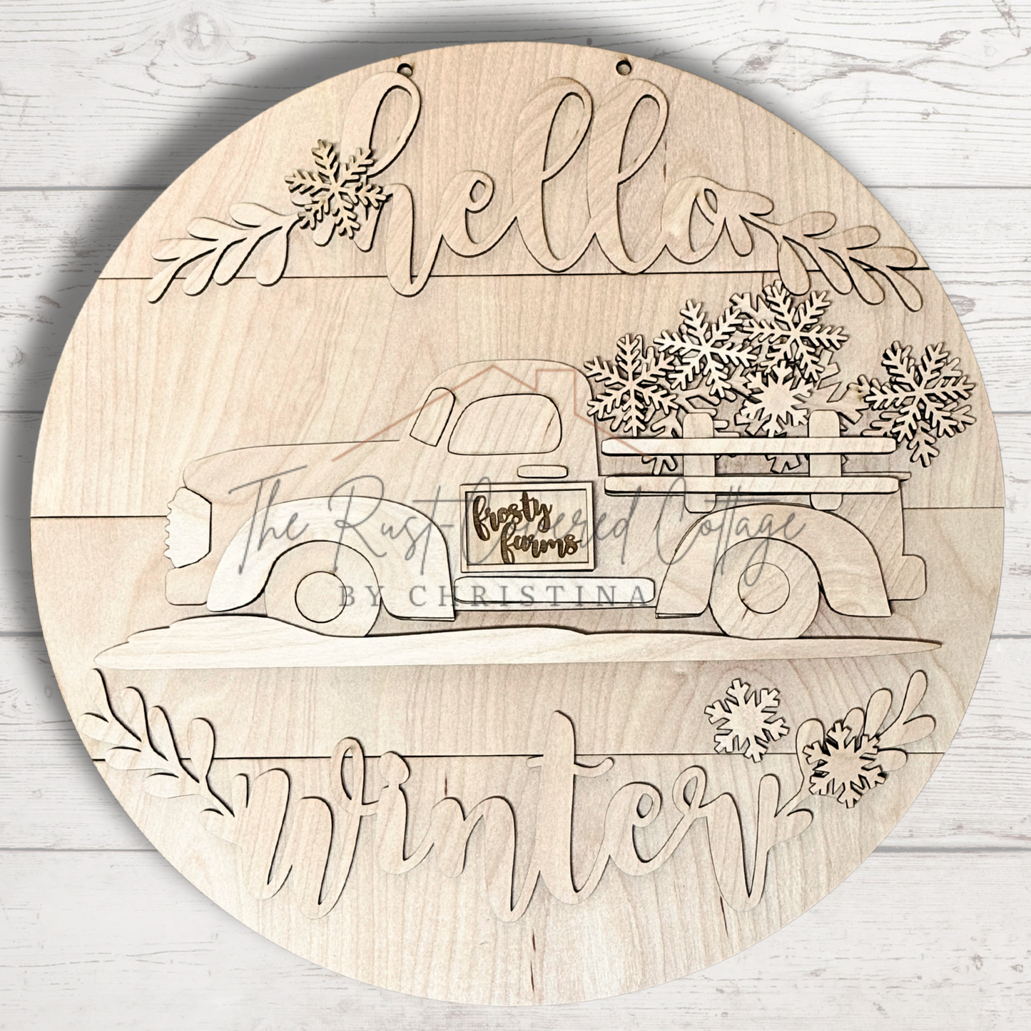 Hello Winter Truck DIY Wood Kit – 15” Round