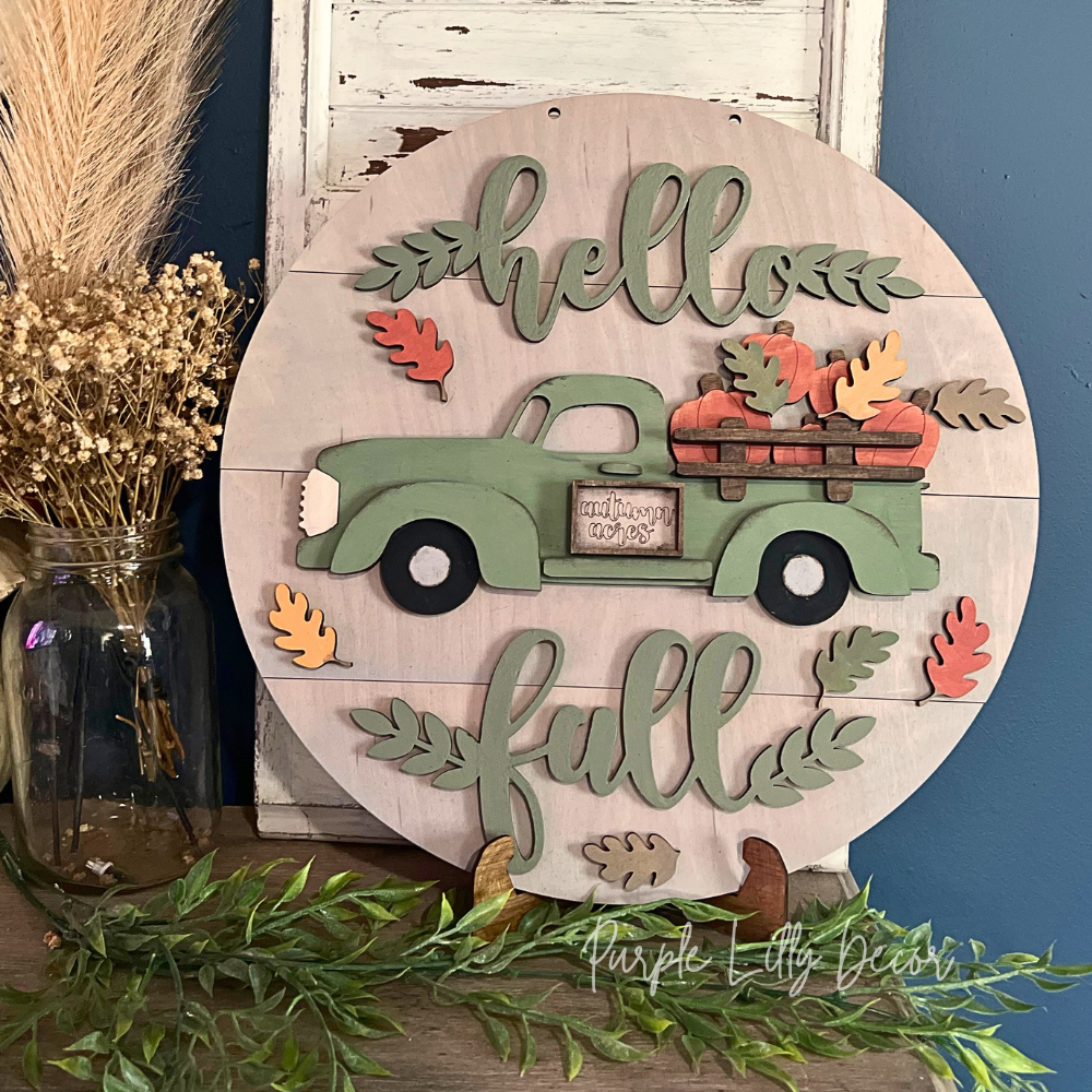 Hello Fall Vintage Truck Sign