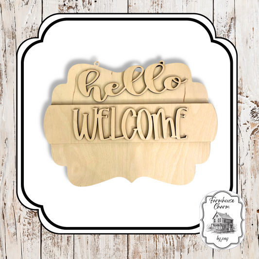 "Hello" & "Welcome" Sign Kit| DIY| Laser Wood Kit