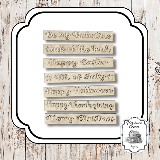 Holiday Sign Inserts for Interchangeable Window Display Shelf