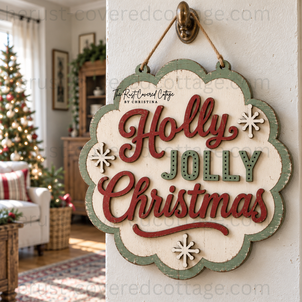 Holly Jolly Christmas Hanging Sign