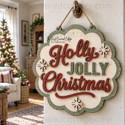 Holly Jolly Christmas Hanging Sign