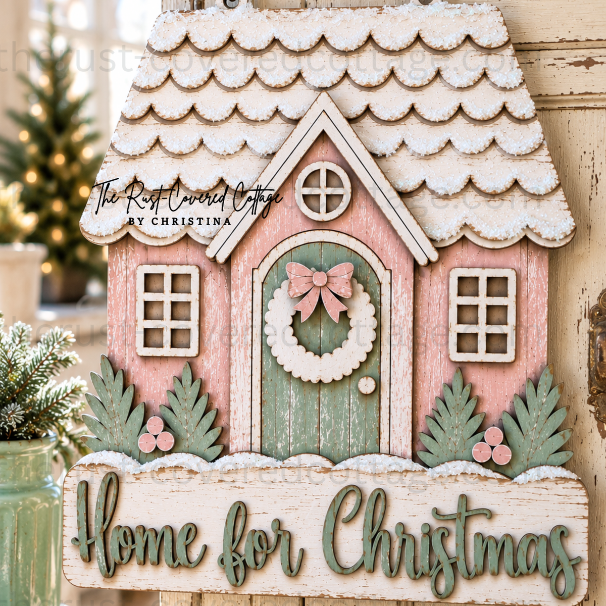 Home For Christmas Hanging Sign
