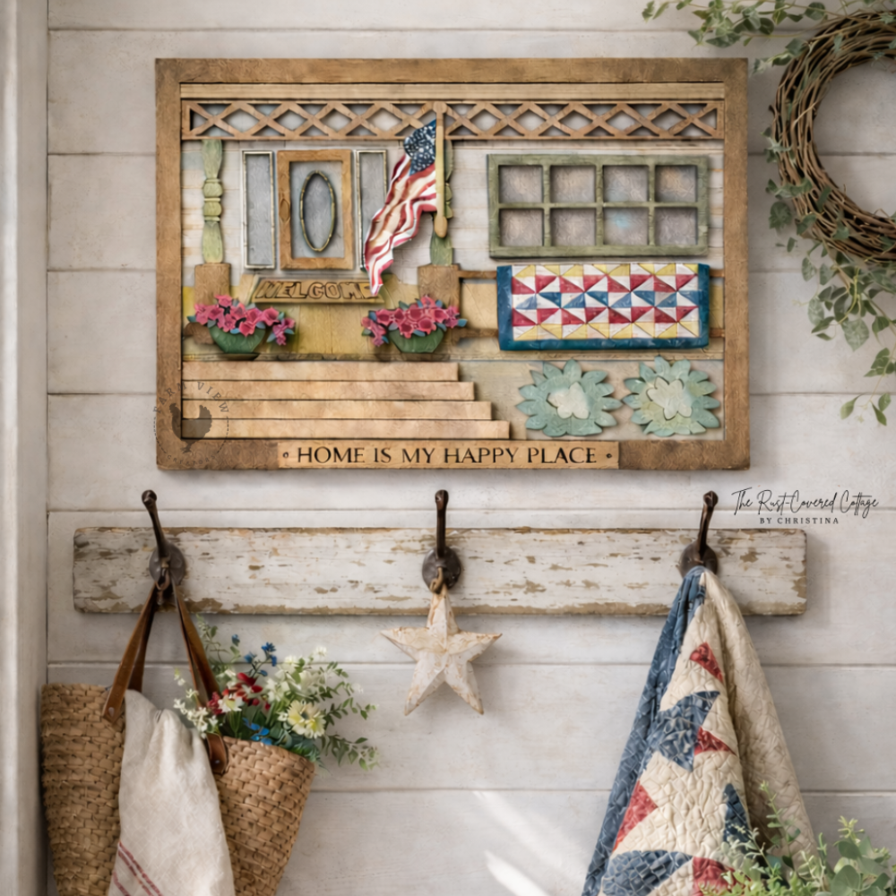 Home Is My Happy Place DIY Wood Kit – Layered Farmhouse Porch Sign – 11.25” x 15.5