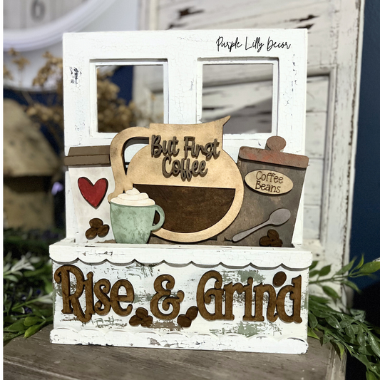 But First Coffee Insert – Interchangeable Window Box – DIY Wood Kit