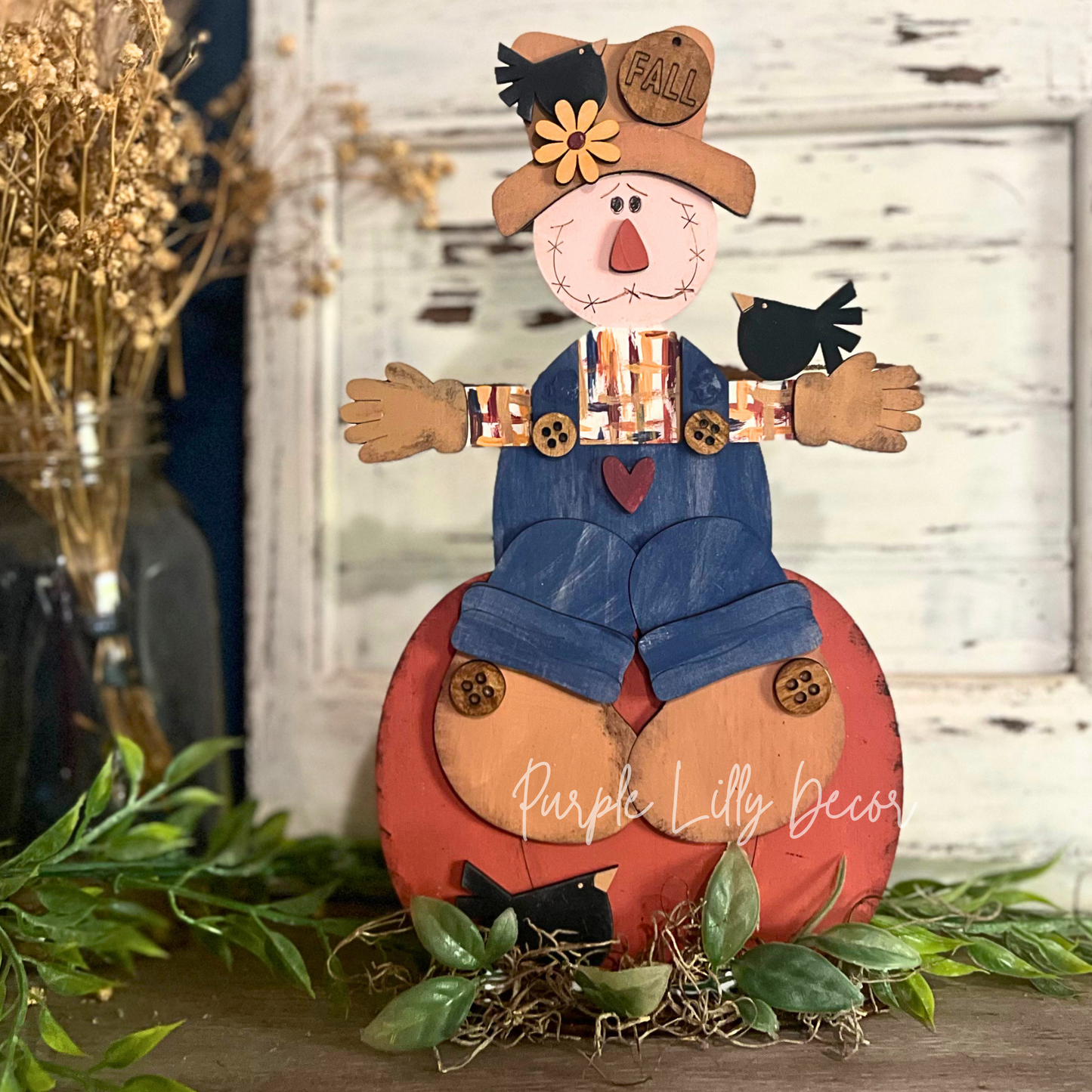 Scarecrow Pumpkin Shelf Sitter