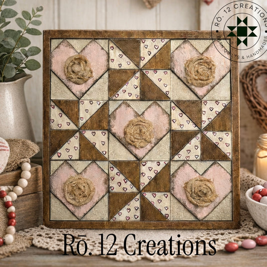 Pinwheels & Hearts Quilt Block – DIY Wood Kit