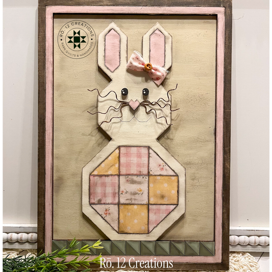 Spring Bunny with Patchwork – Barn Quilt DIY Wood Kit