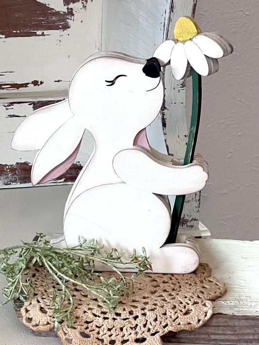 Bunny with Flower shelf sitter