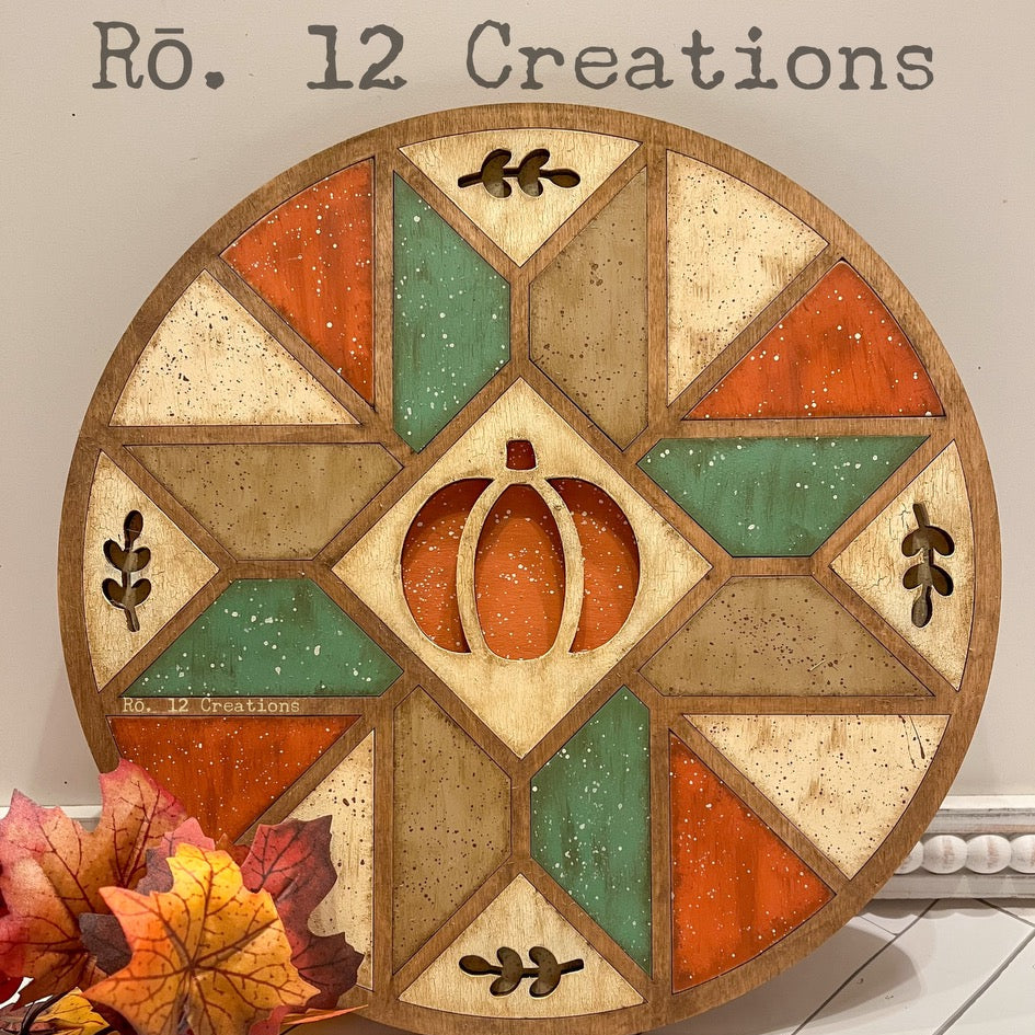 Autumn Barn Quilt Round| Laser Cut Wood Kit| Fall