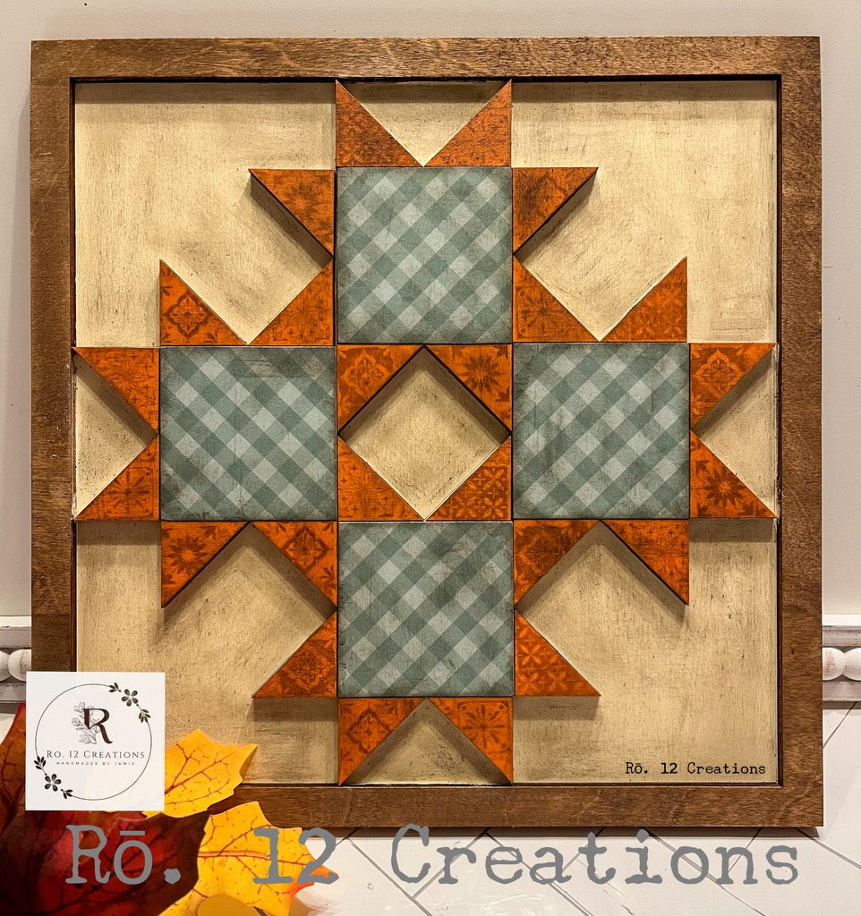 Autumn Starburst Flowers Quilt Block| DIY Kit| Fall