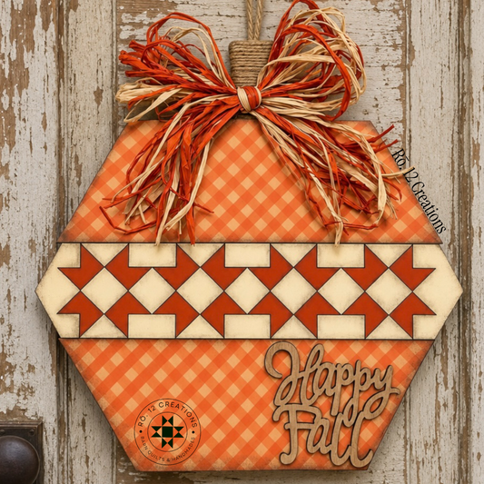 Pumpkin Barn Quilt Door Hanger – Laser Cut Wood Kit, 10.5" or 15" | 1/4" Birch