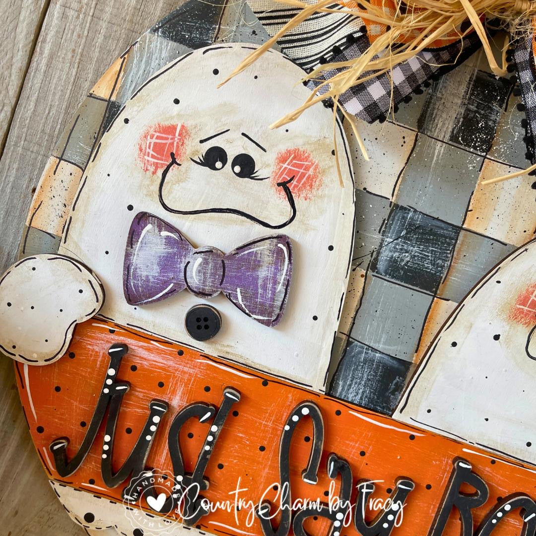 Just Say Boo Door Hanger | DIY Halloween Wood Kit | Laser Cut 1/4" Birch