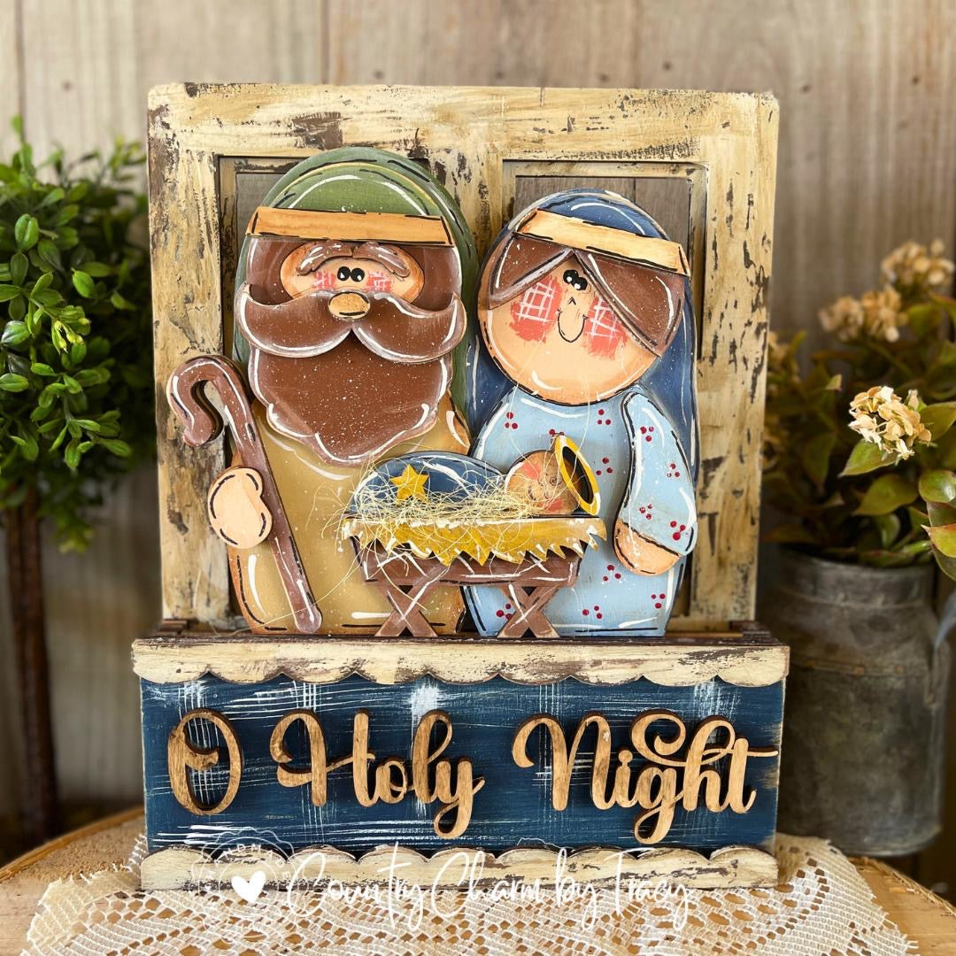 O Holy Night Window Box Insert | Unfinished DIY Nativity Wood Kit