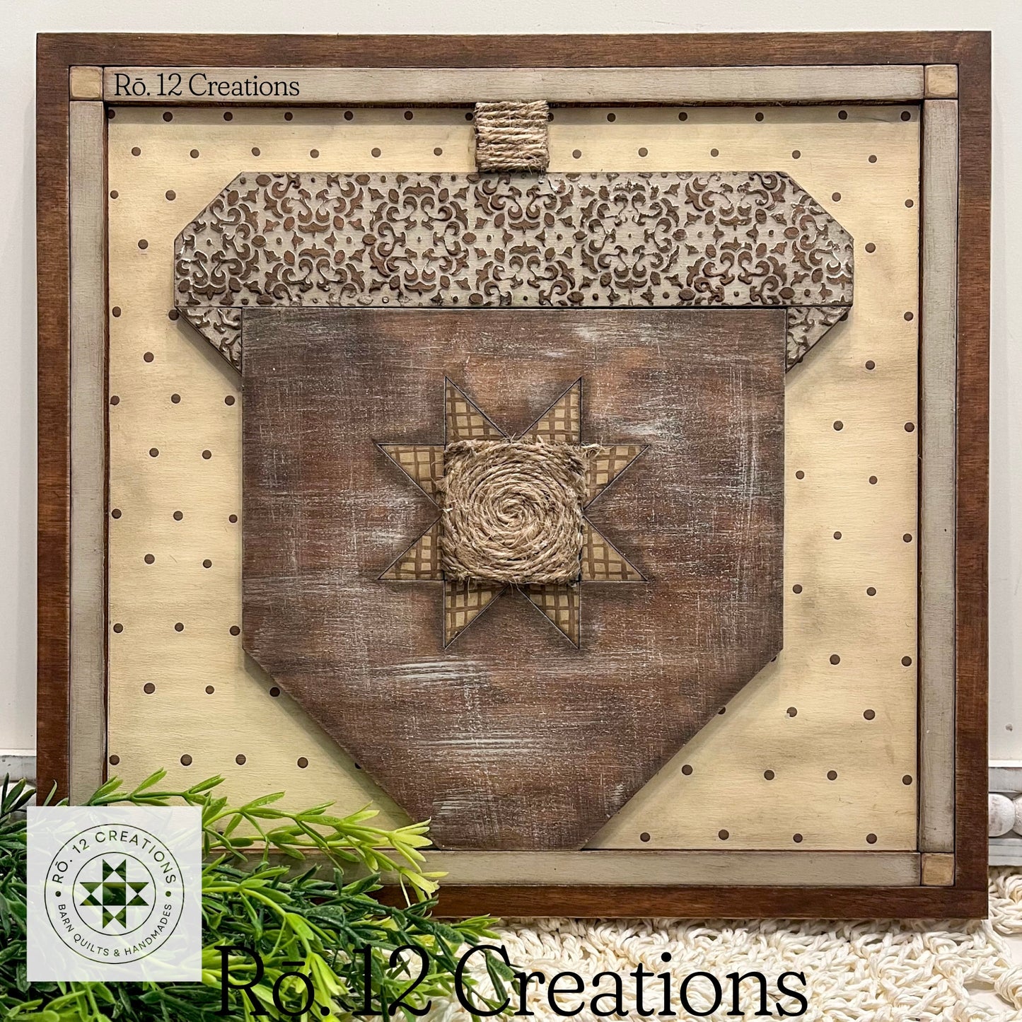 Acorn Quilt Block – Laser Cut Wood Kit, 10.5" | 1/4" Birch