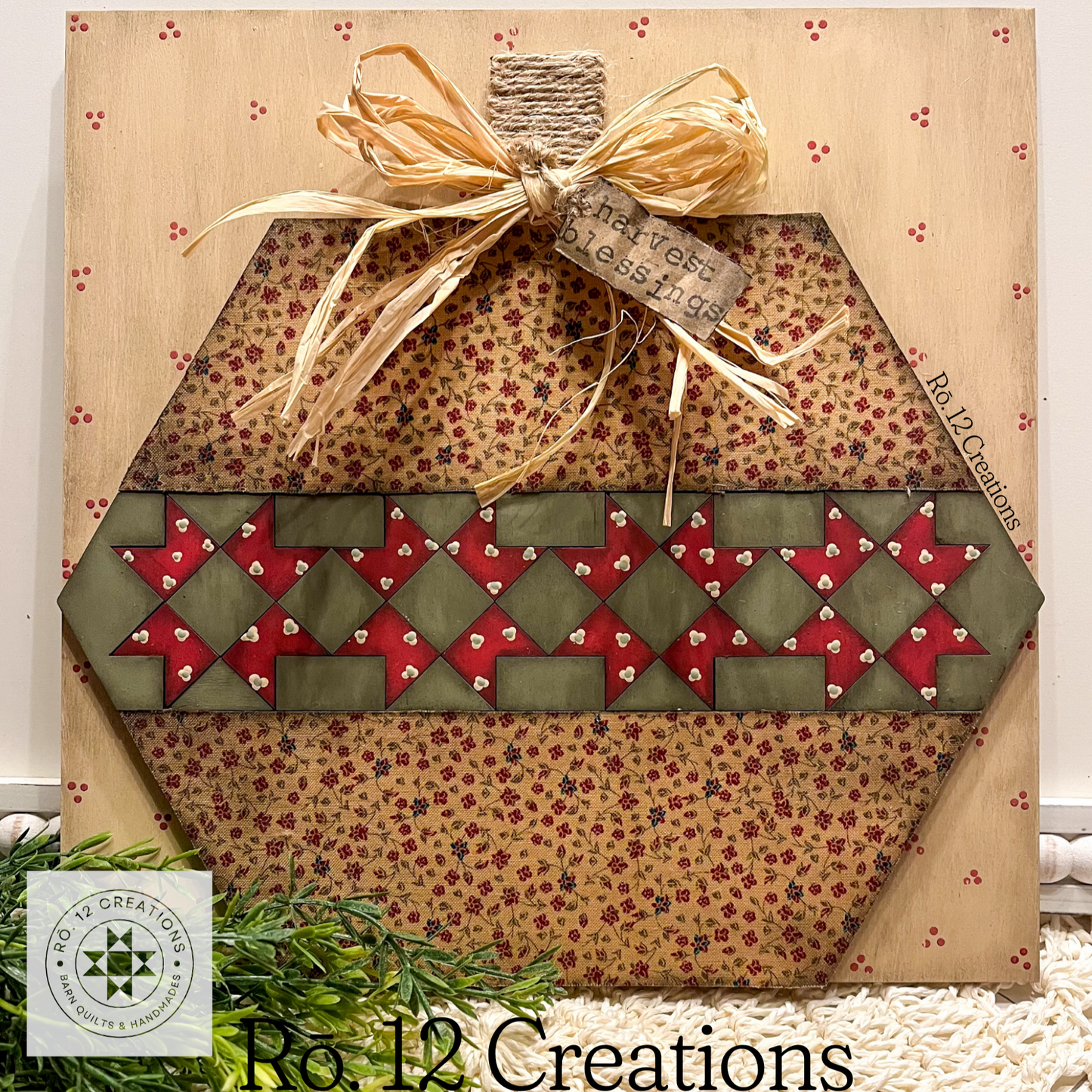 Pumpkin Barn Quilt Door Hanger – Laser Cut Wood Kit, 10.5" or 15" | 1/4" Birch