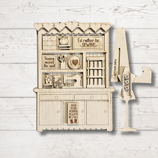 I'd Rather Be Sewing Hutch | Cottage Hutch Series