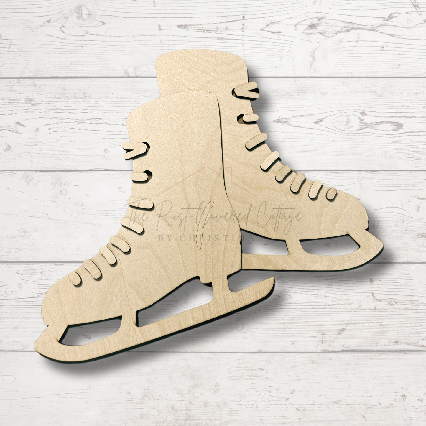 Ice Skates DIY Wood Kit | Laser Cut Birch Skates with Shoestring Details