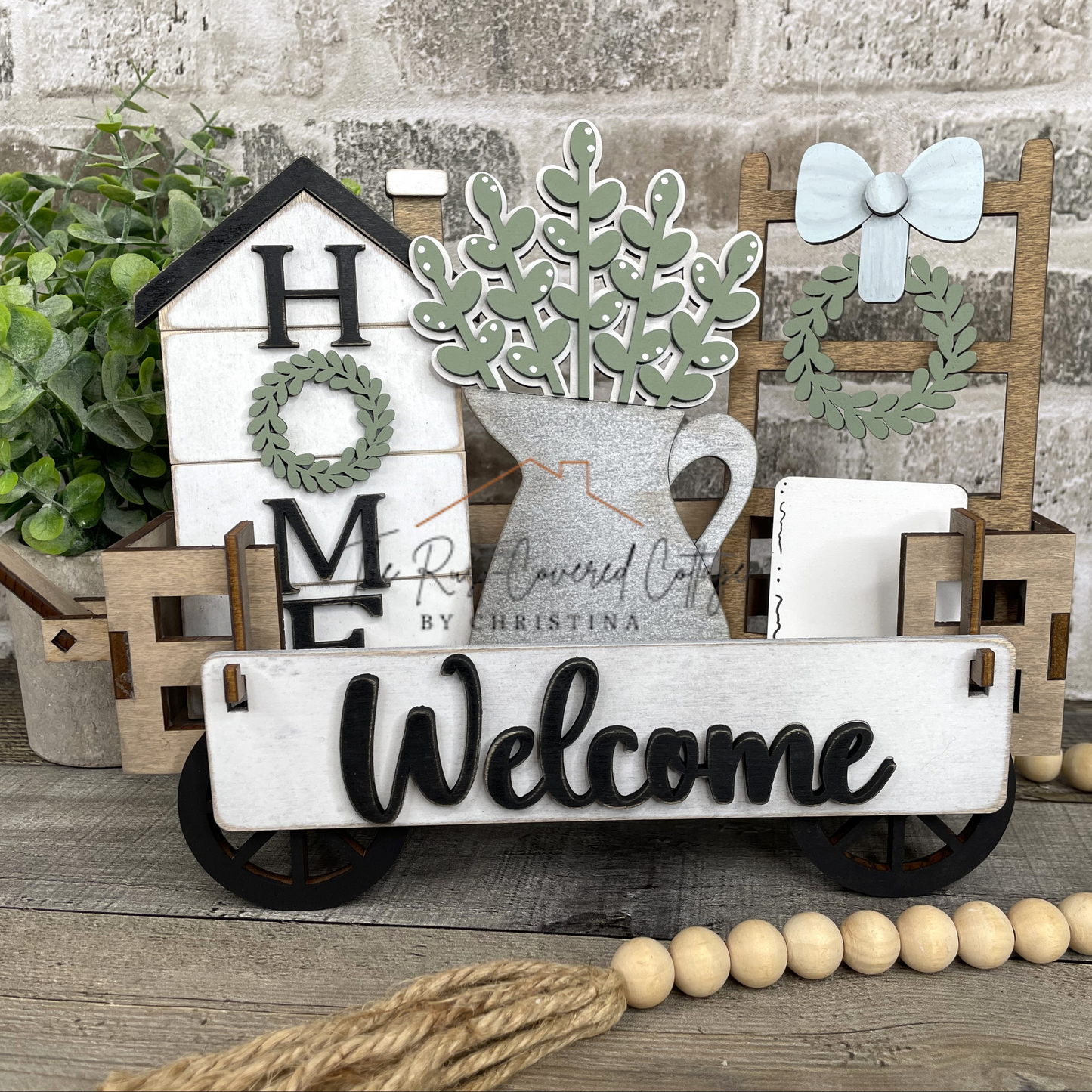 Interchangeable Wagon Starter Set with "Home" Insert | DIY Wood Kit | The Rust-Covered Cottage