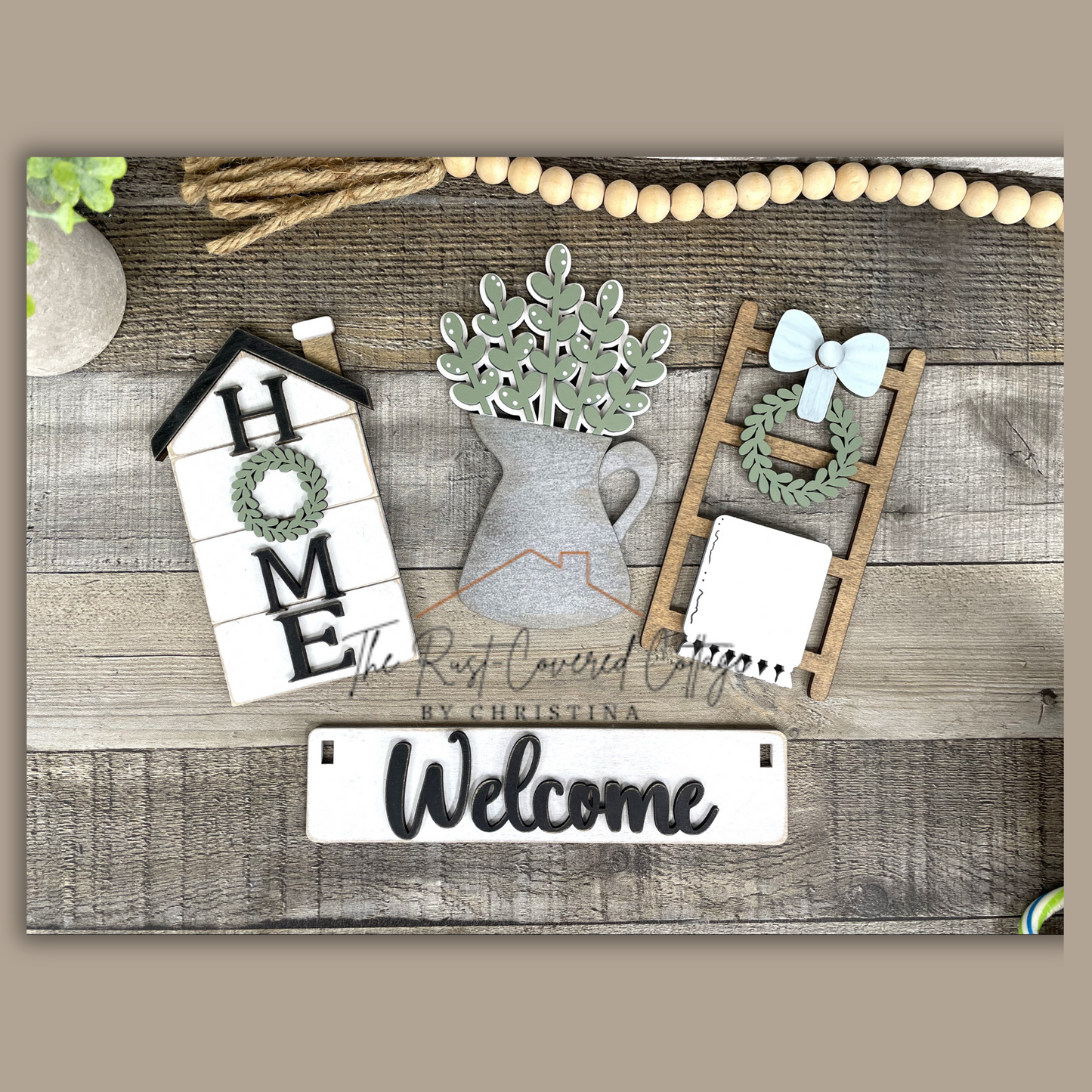 Interchangeable Wagon Starter Set with "Home" Insert | DIY Wood Kit | The Rust-Covered Cottage
